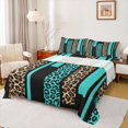 thumbnail image 1 of Feelyou Leopard Cheetah Print Full Size Sheets, Modern Fashion Cyan Bed Sheets, Teens Adult Women Men Sheet Sets, Super Cozy Room Decor, 4pcs, 1 of 7