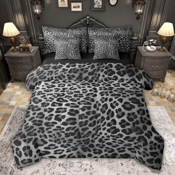 Feelyou Leopard Cheetah Print Twin Bedding Sets 7-Piece, Jungle Wildlife Bedding Comforter Set, Modern Fashion Style Reversible Sheet Sets, Microfiber Bedroom Decor