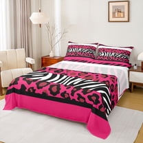Feelyou Leopard Cheetah Print Twin Sheet Sets, Modern Abstract Lines Bedding, 3pcs