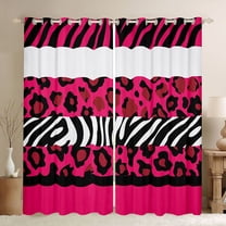 Feelyou Leopard Print Black Out Curtains, Abstract Lines Curtains Pack of 2 (42x63 Each)