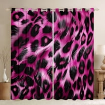 Feelyou Leopard Print Black Out Curtains, Black Pink Curtains Pack of 2 (42x63 Each)