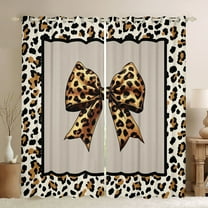 Feelyou Leopard Print Bow-tie Black Out Curtains, Wildlife Curtains Pack of 2 (42x63 Each)