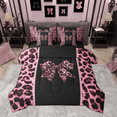 thumbnail image 1 of Feelyou Leopard Print Bowknot Twin Bedding Sets 7-Piece, Kawaii Pink Cheetah Polkadots Bedding Comforter Set, Teens Kids Boys Girls Reversible Sheet Sets, Luxury Bedroom Decor, 1 of 9