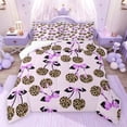 thumbnail image 1 of Feelyou Leopard Print Cherry Full Size Comforter Sets, Purple Bow-tie Bedding Sets, 3pcs, 1 of 8