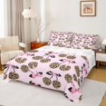 thumbnail image 1 of Feelyou Leopard Print Cherry Twin Sheet Sets, Kawaii Pink Bowknot Bedding, 3 Pieces, 1 of 7