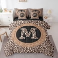 thumbnail image 1 of Feelyou Leopard Print Comforter Set 7pcs, Fashion Initial M Letter King Bedding Sets, 1 of 8
