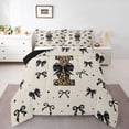 thumbnail image 1 of Feelyou Leopard Print Initial I Twin Comforter Sets, Black Bowknot Bedding Set, 2-Piece, 1 of 8
