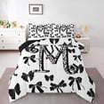 thumbnail image 1 of Feelyou Leopard Print Letter Bedding Comforter Set, Fashion Bowknot Monogrammed M Twin Comforter Sets, Cool Girl Ribbon Reversible Bedding Set, Ultra Soft Bedroom Decor, 2-Piece, 1 of 9