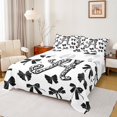 thumbnail image 1 of Feelyou Leopard Print Letter Queen Sheet Sets, Fashion Bowknot Monogrammed A Flat Sheet, Cool Girl Ribbon Queen Fitted Sheet, Ultra Soft Bedroom Decor, 4-Piece, 1 of 7
