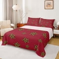 thumbnail image 1 of Feelyou Leopard Print Stars Bed Sheets, Cartoon Red King Sheets, 4 Pieces, 1 of 7