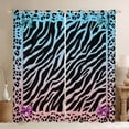 thumbnail image 1 of Feelyou Leopard Zebra Print Curtains Pack of 2 (42x84 Each) for Women, Fashion Princess Bow-tie Curtains Blackout, Blue Pink Stripes Bedroom Curtains, Black Out Curtains Decor, 1 of 6