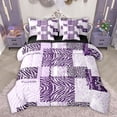 thumbnail image 1 of Feelyou Leopard Zebra Print Twin Bedding Sets 7-Piece for Adult, Dreamy Purple Bedding Comforter Set, Modern Abstract Stripes Reversible Sheet Sets, Super Cozy Room Decor, 1 of 9