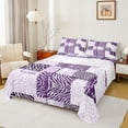 thumbnail image 1 of Feelyou Leopard Zebra Print Twin Sheet Sets for Adult, Dreamy Purple Twin Fitted Sheet, Modern Abstract Stripes Flat Sheet, Super Cozy Room Decor, 3 Pieces, 1 of 8