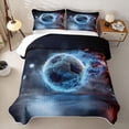 thumbnail image 1 of Feelyou Lightning Soccer Twin Quilt Set for Boys, Blue Fire Football Twin Coverlet Set, 2-Piece, 1 of 7