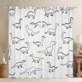 thumbnail image 1 of Feelyou Line Doodle Dinosaur Curtains Pack of 2 (42x84 Each) for Kids Boys Girls, Simple Cartoon Prehistoric Curtains Blackout, Black White, 1 of 6