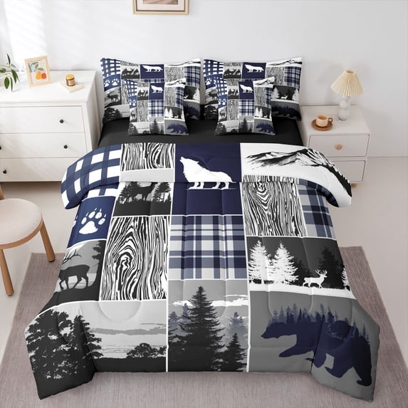 Feelyou Lodge Cabin Bedding Comforter Set 7pcs, Adventure King Bedding Sets