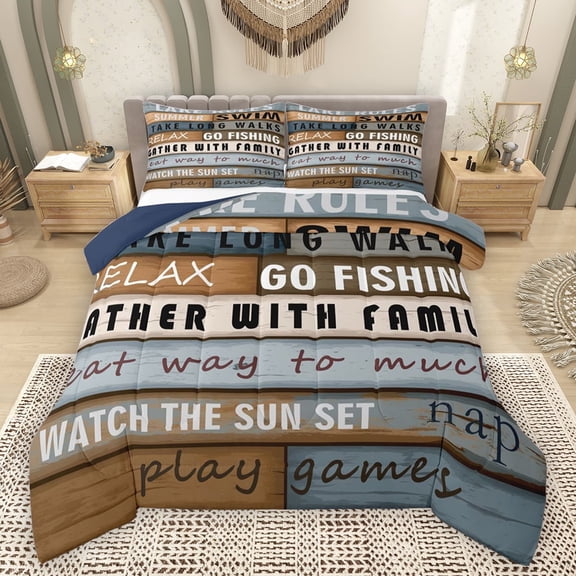 Feelyou Lodge Cabin Men Queen Comforter Set, Vintage Old Barn Door Bedding Sets, Rustic Farmhouse Theme Reversible Bedding Comforter Set, Ultra Soft Bedroom Decor, 3pcs