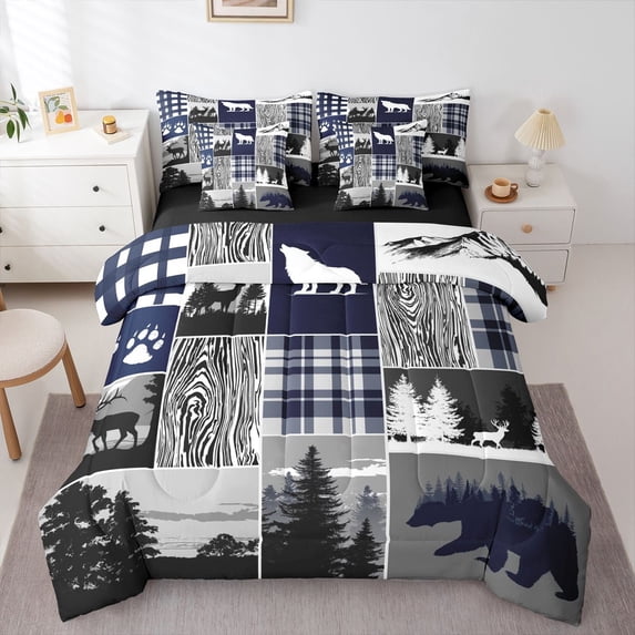 Feelyou Lodge Cabin Twin Bedding Sets 7pcs, Adventure Bedding Comforter Set