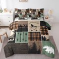 thumbnail image 1 of Feelyou Lodge Cabin Twin Bedding Sets 7pcs, Jungle Tree Bedding Comforter Set, 1 of 7