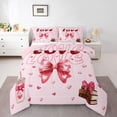 thumbnail image 1 of Feelyou Love Heart Bow-tie Twin Comforter Sets, Princess Pink Fashion Bedding Set, 2pcs, 1 of 8