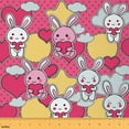 thumbnail image 1 of Feelyou Love Heart Rabbit Fabric by the Yard 1 Yard, Pink Dots Cloud Room Decor Fabric by the Yard, Kawaii Bunnies Fabric for Sewing, Super Cozy Room Decor, 1 of 6