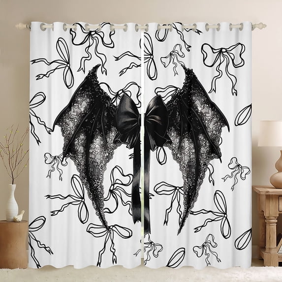 Feelyou Magic Angel Wings Curtains Pack of 2 (42x84 Each) for Girl, Cartoon Princess Bowknot Curtains Blackout, Fairy Tale Theme Bedroom Curtains, Curtains and Drapes Room Decor