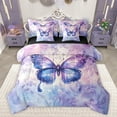 thumbnail image 1 of Feelyou Magic Butterfly Purple Twin Bedding Sets 7-Piece, Bohemian Flower Floral Bedding Comforter Set, Dreamy Animal Reversible Sheet Sets, Breathable Home Decor, 1 of 7