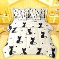 thumbnail image 1 of Feelyou Magic Cat Kitten Bedding Comforter Set 7 Pieces for Kids, Fashion Polkadots Full Bedding Set, Kawaii Animal Theme Reversible Fitted Sheet Flat Sheet, Microfiber Bedroom Decor, 1 of 7
