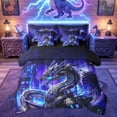 thumbnail image 1 of Feelyou Magic Dragon Wildlife Twin Bedding Sets for Boys, Futuristic City Bedding Comforter Set, Purple Blue, Black Reversible, 7-Piece, 1 of 7