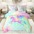 thumbnail image 1 of Feelyou Magic Unicorn Animal Bedding Comforter Set 7pcs, Bling Stars King Bedding Sets, Mermaid Princess Scale Reversible Bed Sheets, Luxury Bedroom Decor, 1 of 8