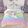thumbnail image 1 of Feelyou Magic Unicorn Animal Full Size Comforter Sets for Kids, Dreamy Sky Rainbow Bedding Comforter Set, Cartoon Glitter Stars Reversible Bedding Sets, Microfiber Bedroom Decor, 3 Pieces, 1 of 8