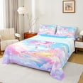 thumbnail image 1 of Feelyou Magic Unicorn Animal Queen Sheet Sets for Kids, Galaxy Cloud Rainbow Flat Sheet, Dreamy Princess Castle Queen Fitted Sheet, Luxury Bedroom Decor, 4pcs, 1 of 7