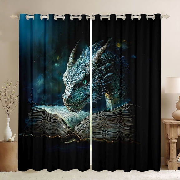Feelyou Magical Dragon Curtains Pack of 2 (42x84 Each), 3D Animal Print Curtains Blackout, Teens Kids Boys Girls Bedroom Curtains, Blackout Curtains Bedroom Decor