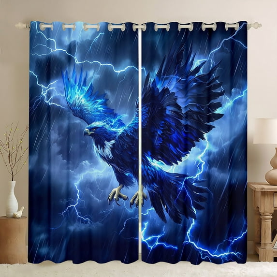 Feelyou Magical Eagle Child Black Out Curtains, Nature Storm Lightning Curtains Pack of 2 (42x63 Each), 3D Wildlife Animal Bedroom Curtains, Curtains and Drapes Home Decor