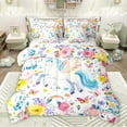 thumbnail image 1 of Feelyou Magical Unicorn Angel Twin Bedding Sets 7-Piece, Watercolor Flower Floral Bedding Comforter Set, Teens Kids Boys Girls Reversible Sheet Sets, Microfiber Bedroom Decor, 1 of 7