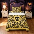 thumbnail image 1 of Feelyou Mandala Damask Skull Twin Sheets, Boho Floral Bedding, Pale Yellow Black, 3pcs, 1 Flat Sheet, 1 Fitted Sheet and 1 Pillowcase, 1 of 5
