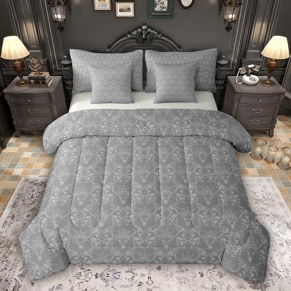 Feelyou Mandala Damask Twin Bedding Sets 7pcs, Rustic Sheep Skeleton Bedding Comforter Set