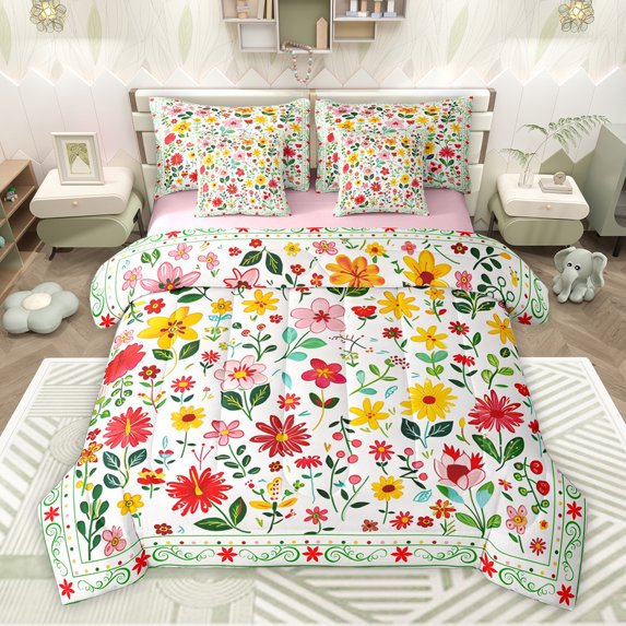 Feelyou Mandala Flower Print Bedding Comforter Set 7pcs, Vintage Western Floral King Bedding Sets, Teens Women Girls Reversible Bed Sheets, Microfiber Bedroom Decor
