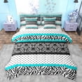 thumbnail image 1 of Feelyou Mandala Tribal Damask Bedding Comforter Set 7pcs, Leopard Cheetah Print King Bedding Sets, Cyan Cycle Polkadots Reversible Bed Sheets, Microfiber Bedroom Decor, 1 of 7
