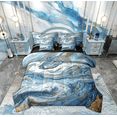 thumbnail image 1 of Feelyou Marble Abstract Bedding Comforter Set 7 Pieces, Grey Blue Stripes Ombre Full Bedding Set, Marbling Artwork Reversible Fitted Sheet Flat Sheet, Ultra Soft Home Decor, 1 of 7