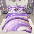 thumbnail image 1 of Feelyou Marble Ombre Adult Twin Bedding Sets 7-Piece, Deamy Abstract Stripe Bedding Comforter Set, Fashion Purple Reversible Sheet Sets, Microfiber Bedroom Decor, 1 of 7