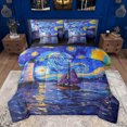 thumbnail image 1 of Feelyou Marine Oil Printing Bedding Comforter Set 7 Pieces for Teen, Psychedelic Starry Sky Full Bedding Set, Ocean Nautical Theme Reversible Fitted Sheet Flat Sheet, Breathable Home Decor, 1 of 8