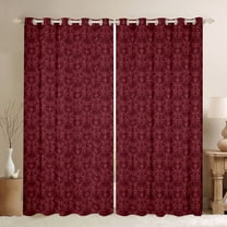 Feelyou Maroon Damask Black Out Curtains, Boho Butterfly Curtains Pack of 2 (42x63 Each)