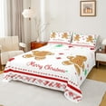 thumbnail image 1 of Feelyou Merry Christmas Bed Sheets, Gingerbread Man King Sheets, Green Red Snowflake Sheet Set, Luxury Bedroom Decor,4-Piece, 1 of 7