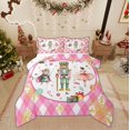 thumbnail image 1 of Feelyou Merry Christmas Child 01, Cartoon Fairy Tale Twin Comforter Sets, Pink Plaid Buffalo Reversible Bedding Set, Lightweight Room Decor,2-Piece, 1 of 8