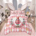 thumbnail image 1 of Feelyou Merry Christmas Child Full Size Comforter Sets, Cartoon Fairy Tale Bedding Comforter Set, Pink Plaid Buffalo Reversible Bedding Sets, Luxury Bedroom Decor, 3pcs, 1 of 8
