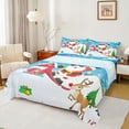 thumbnail image 1 of Feelyou Merry Christmas Child Queen Sheet Sets, Skiing Santa Claus Flat Sheet, Cartoon Deer Animal Queen Fitted Sheet, Breathable Home Decor, 4-Piece, 1 of 7