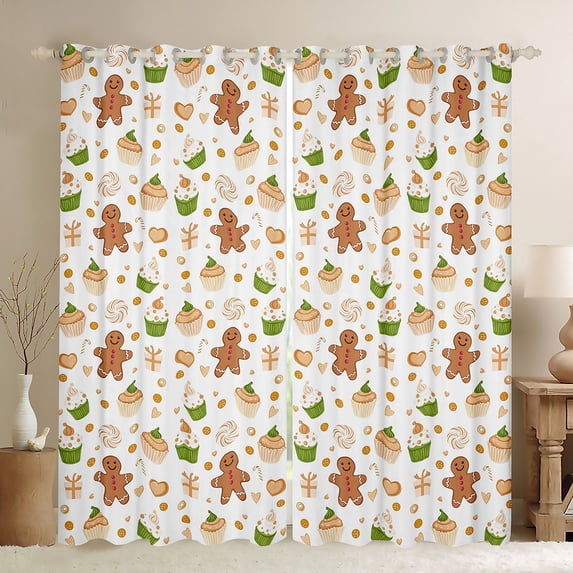 Feelyou Merry Xmas Curtains (2, 52x84), Gingerbread Man Kids