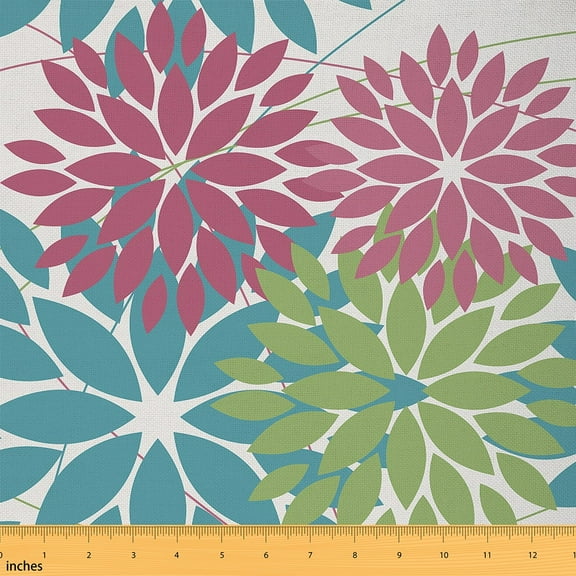 Feelyou Minimalism Flower Fabric by the Yard 1 Yard, Mid Century Fashion Home Decor Fabric by the Yard, Geometric Abstract Sewing Fabric, Lightweight Room Decor