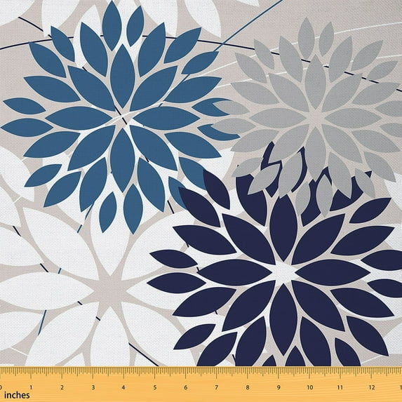 Feelyou Minimalism Flower Fabric by the Yard 1 Yard, Mid Century Fashion Home Decor Fabric by the Yard, Geometric Abstract Sewing Fabric, Lightweight Room Decor